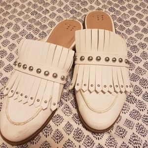 White mules loafers